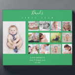 Baby Boy Erstes Jahr Foto Collage 12 Monate Grün Fotoplatte<br><div class="desc">Baby Boy Erstes Jahr Foto Collage 12 Monate Grün</div>
