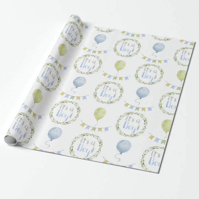 Baby Boy Es ist ein Boy Shower Wrapping Paper Geschenkpapier (Ungerollt)