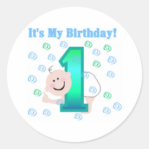 Baby Boy Es ist mein 1. Geburtstag Runder Aufkleber