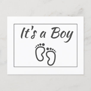 Baby Boy Feet Moderne Minimale Geburtstyppografie Ankündigungspostkarte