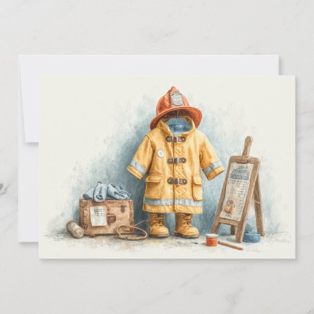 Baby Boy Firefighter 1. Geburtstag Einladung (Vorderseite)