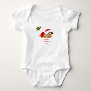 Baby Boy First Christmas Red Weihnachtsmannmütze Strampler