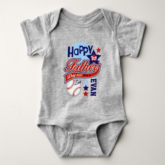 Baby Boy First Vathers Day Baseball Shirt (Vorderseite)