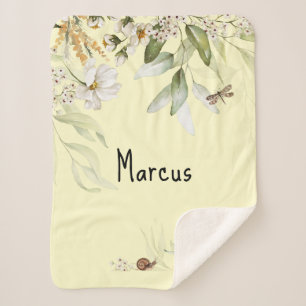 Baby Boy Floral Drop Sherpa Kinderwagen-Decke Sherpadecke