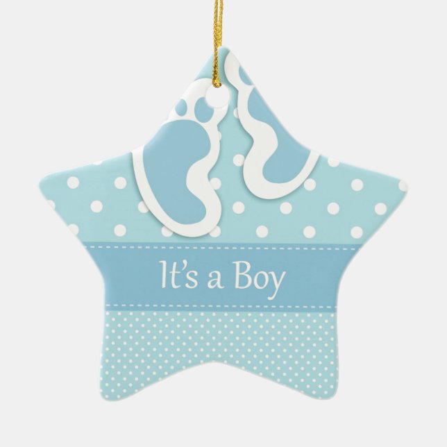 Baby Boy Footprints Adorable Keramikornament (Vorne)