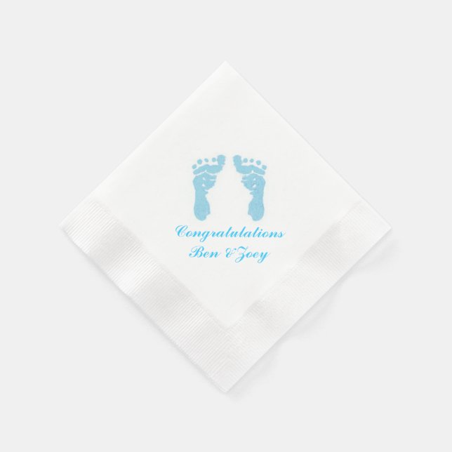 "Baby Boy Footprints" Paper Napkins Serviette (Ecke)
