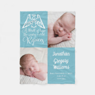 Baby Boy Foto Blue Custom Religiöse Weihnachten Fleecedecke