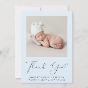 Baby Boy Foto Danke Blue Birth Ankündigung