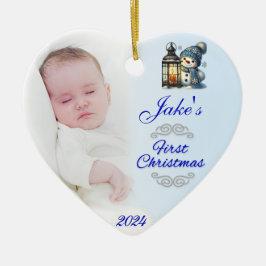 Baby Boy Foto Erste Weihnachtsdekoration blau Keramik Ornament