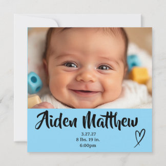 Baby Boy Foto Geburtserklärung Einladung