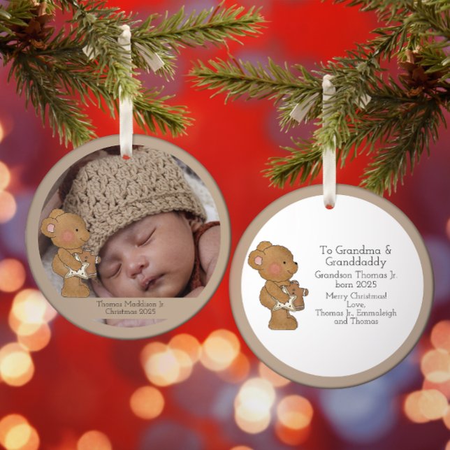 Baby Boy Foto Teddy Bear Großeltern Ornament (Von Creator hochgeladen)