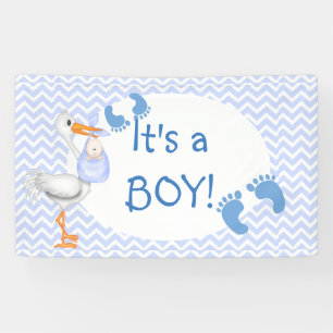 Baby Boy, Fußabdrücke, Storch, kundenspezifisch Banner