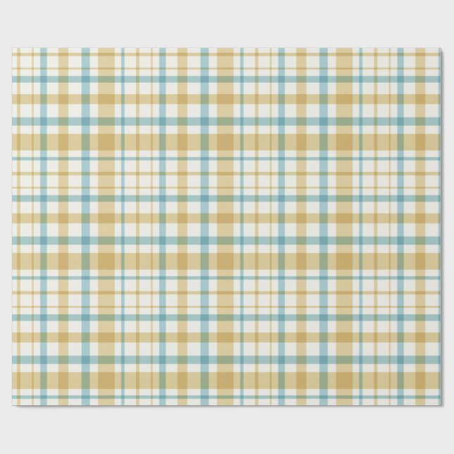 Baby Boy Gift Wrap | Blue Gingham Check Geschenkpapier (Flach)