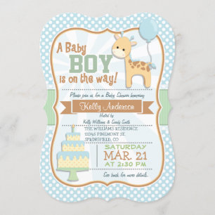 Baby Boy Giraffe, Pastel Baby Dusche laden ein Einladung