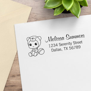 Baby Boy Girl Bär Overall Adresse 3 Gummistempel