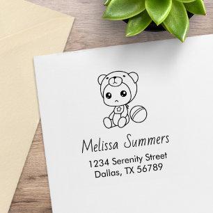 Baby Boy Girl Bär Overall Adresse Gummistempel