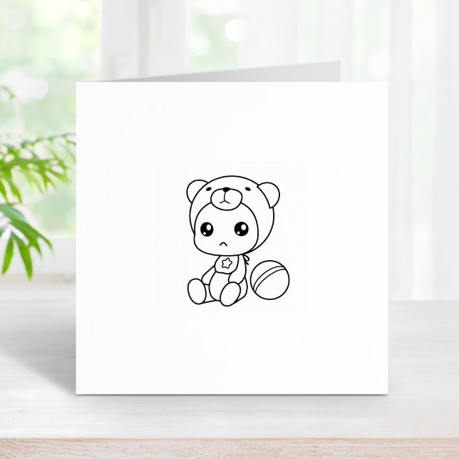Baby Boy Girl Bear Jumpsuit 1x1 Gummistempel (Von Creator hochgeladen)