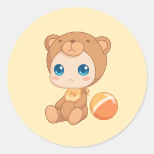 Baby Boy Girl Bear Jumpsuit Runder Aufkleber