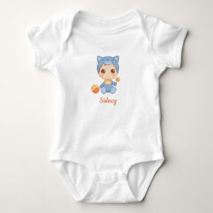 Baby Boy Girl Cat Individuelle Name Strampler