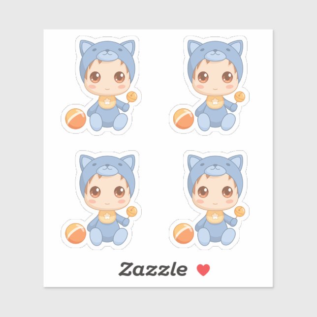 Baby Boy Girl Cat Jumpsuit Set 4 Aufkleber (Blatt)