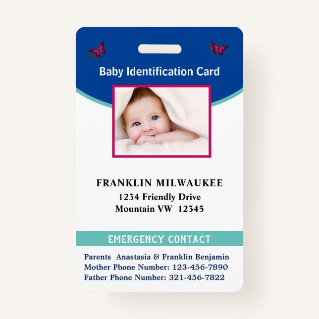 Baby Boy Girl Foto ID Card Custom Ausweis (Vorderseite)