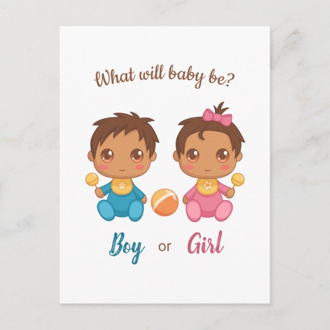 Baby Boy Girl Gender Enthüllung Einladung Postkart Postkarte (Vorderseite)
