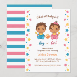 Baby Boy Girl Gender Reveal Party 2 Einladung