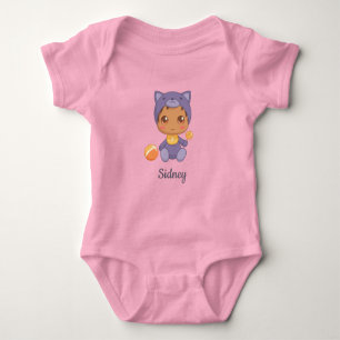 Baby Boy Girl Lila Cat Individuelle Name Baby Strampler