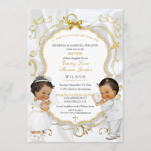 Baby Boy Girl Twins Taufe Christening Communation Einladung