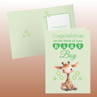 Baby Boy Gratulation Giraffe grün