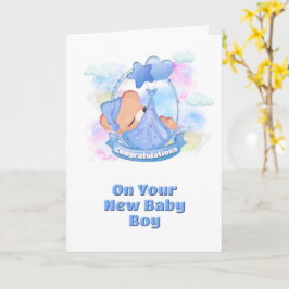 Baby Boy Gratulationen Blue Teddy Bear Balloons Karte