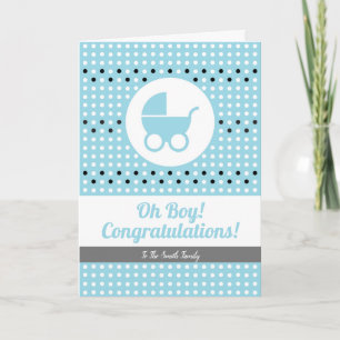 Baby Boy Gratulations Card mit Stroller Karte