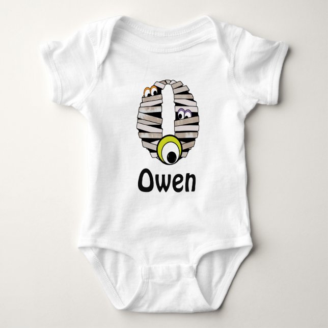 Baby Boy HALLOWEEN Mummy Bodysuit Monogram O Strampler (Vorderseite)