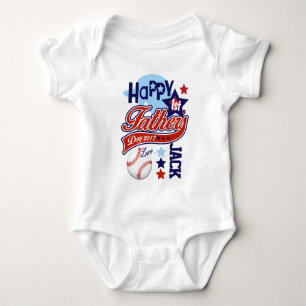 Baby Boy Happy First Vathers Day Baseball Shirt