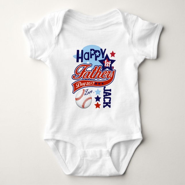 Baby Boy Happy First Vathers Day Baseball Shirt (Vorderseite)