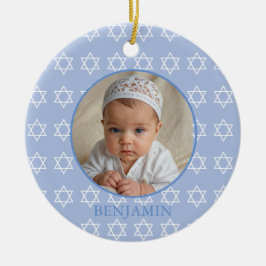 Baby Boy Hebrew Namensfeier Jüdisches Foto Keramik Ornament