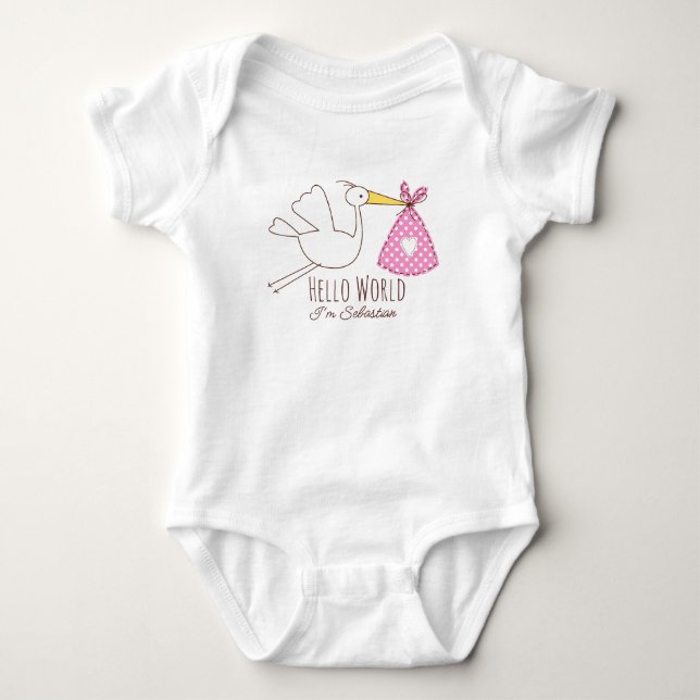 Baby Boy Hello World I'm Sebastian Personalized  Strampler (Vorderseite)