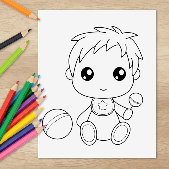 Baby Boy Jumpsuit Coloring Page Gummistempel (Von Creator hochgeladen)