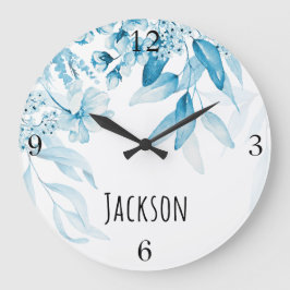 Baby Boy Kinderzimmer Dutch Art Blue Floral 10,75- Große Wanduhr