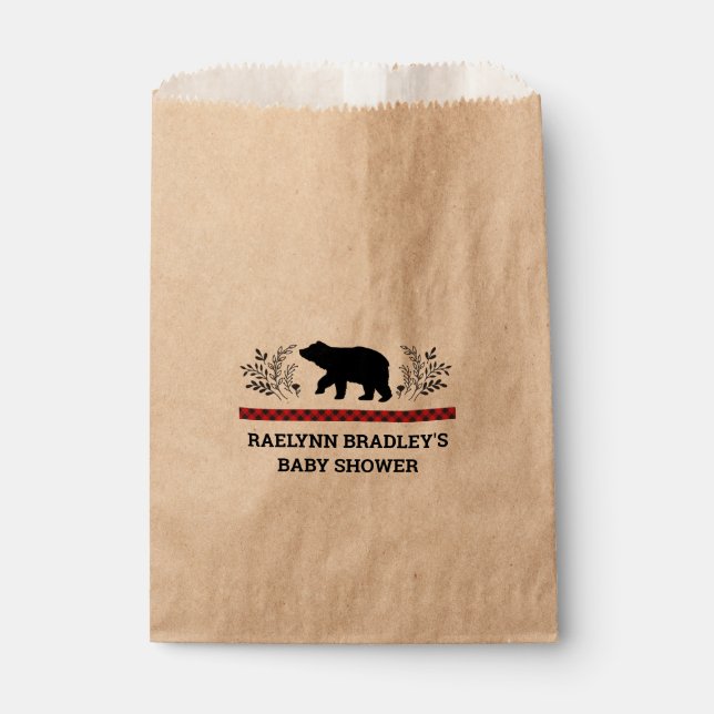 Baby Boy Kraft Bear Lumberjack Fevor Bags Geschenktütchen (Vorderseite)