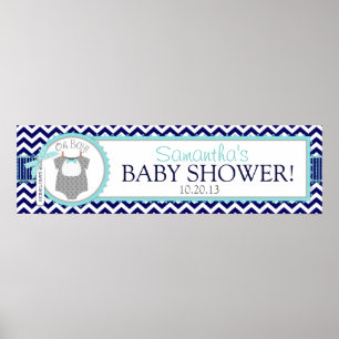 Baby Boy Krawatte Zickzack Print Baby Duschbanner Poster