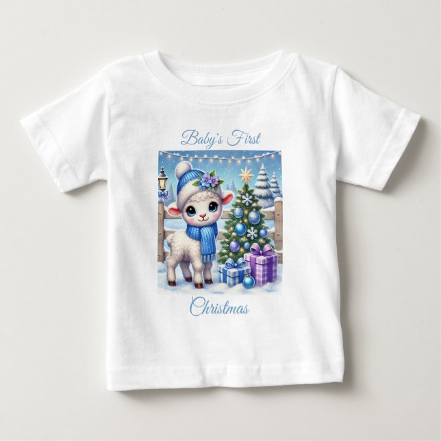 Baby Boy Lamb's First Christmas T-shirt (Vorderseite)