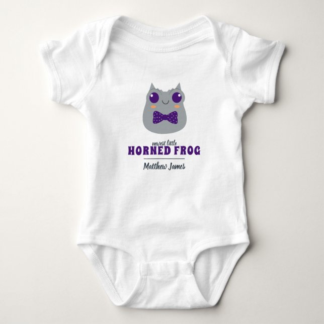 Baby Boy Lila Horned Frog Bodysuit Baby Strampler (Vorderseite)