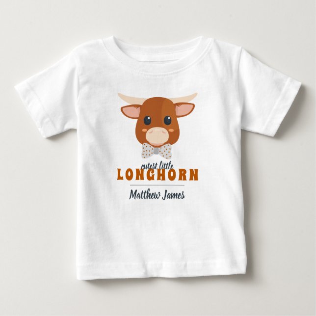 Baby Boy Longhorn Burnt Orange Baby T-shirt (Vorderseite)