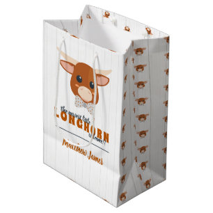Baby Boy Longhorn Burnt Orange Mittlere Geschenktüte