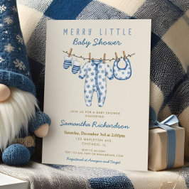 Baby Boy Merry Little Christmas clothes shower Einladung