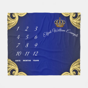 Baby Boy Milestone Prince Baby Blanket Fleecedecke
