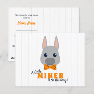 Baby Boy Miners Orange Baby Dusche Einladung Post Postkarte