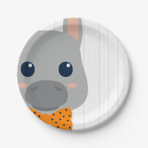 Baby Boy Miners Orange Baby Dusche Pappteller