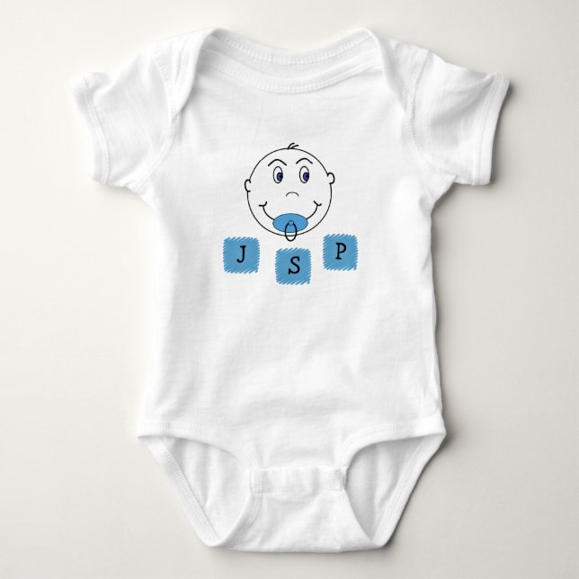 Baby Boy Mischief Face mit Monogram Strampler (Vorderseite)